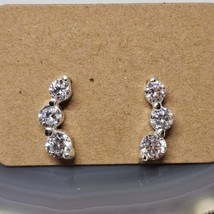 925 Sterling Silver - CZ Crystal Jorney Drop Earrings Cubic Zirconia  - $24.95