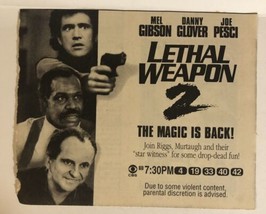Lethal Weapon 2 Movie Print Ad Vintage Mel Gibson Danny Glover Joe Pesci TPA2 - £4.66 GBP