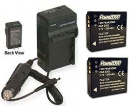 Two 2 CGA-S005 CGA-S005A Batteries + Charger For Panasonic DMC-FX01 DMC-FX01-K - £24.02 GBP
