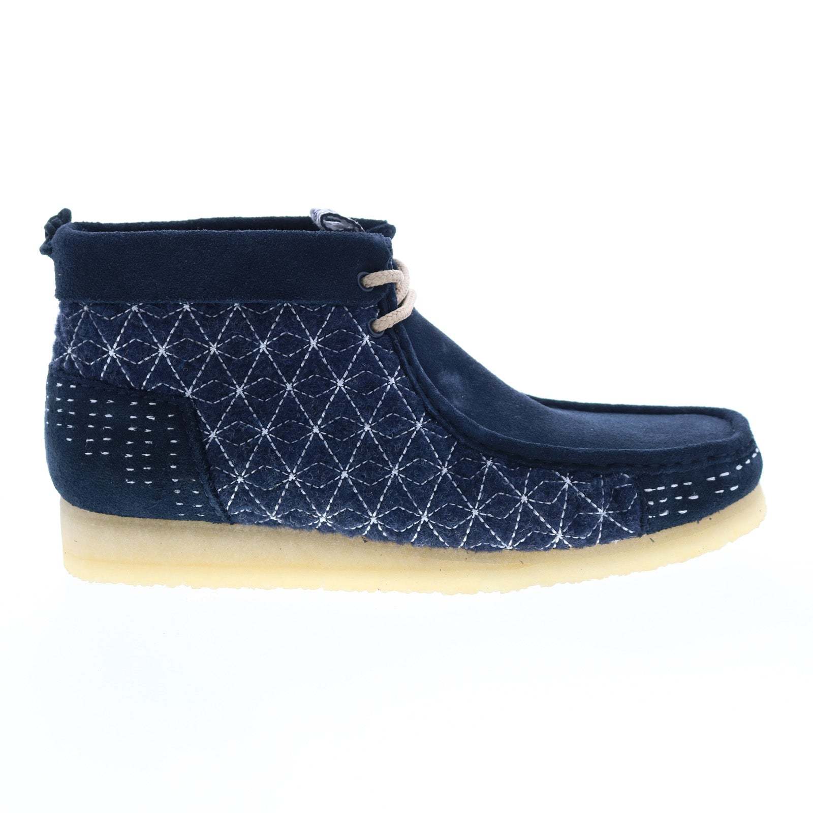 Clarks Originals Wallabee Boot Men's Navy Blue Multi Sashiko Suede Chukka Boots