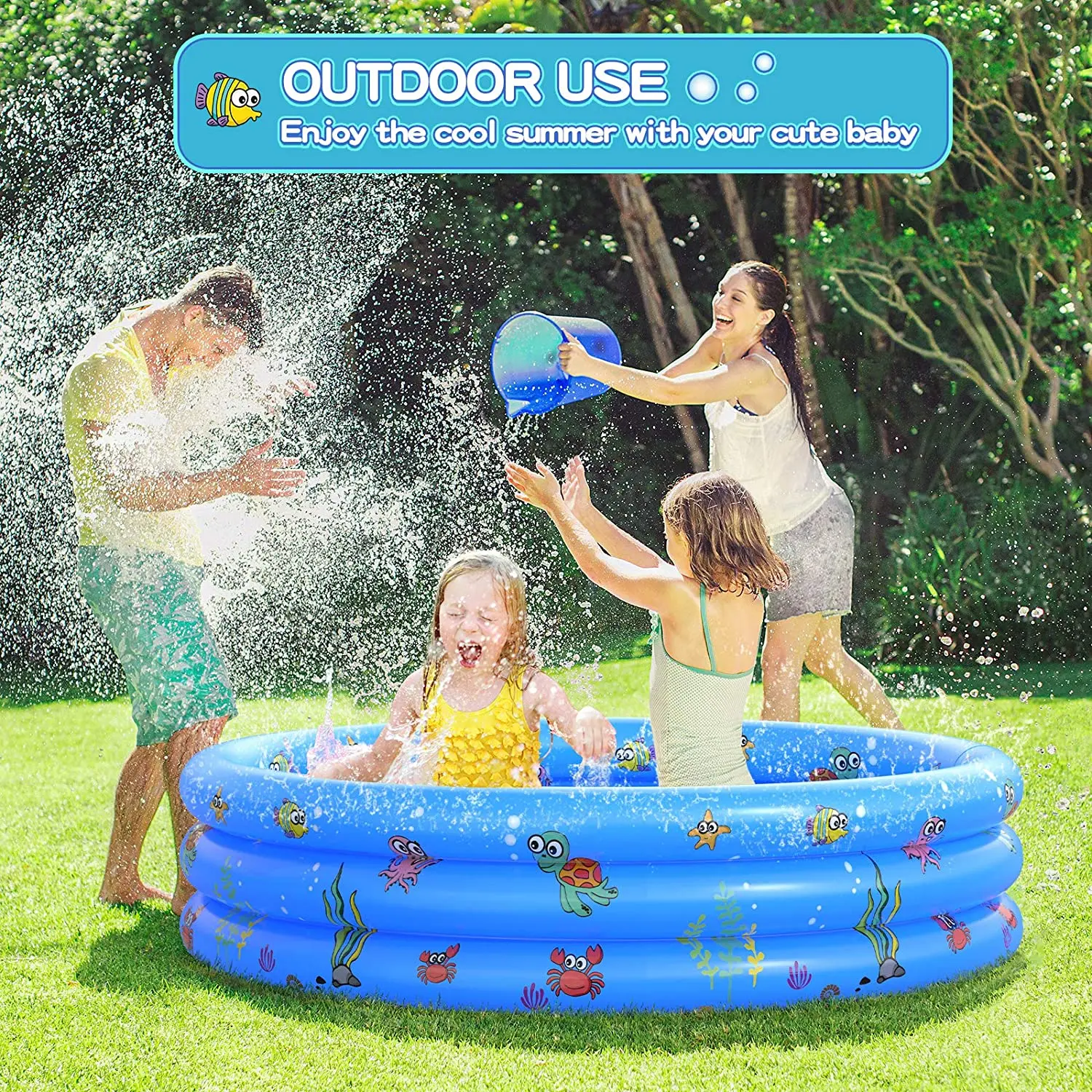 Garden Round Inflatable Baby Swimming Pool Portable Inflatable Child/Children - £24.68 GBP