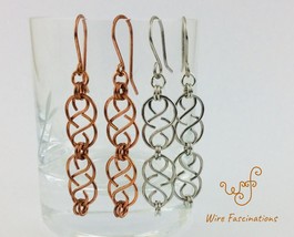 Handmade copper or stainless steel earrings: Celtic chained links - $21.00