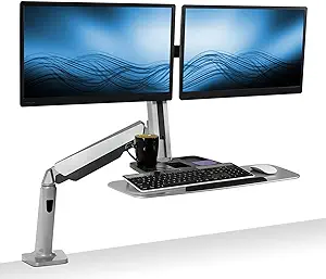 Stand Up Workstation With Dual Monitor Mount - Standing Desk Converter W... - $397.99