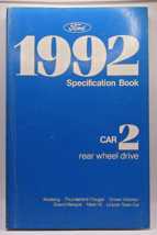 1992 Ford Specification Book Car2 Rear Wheel Drive - $11.69