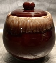 McCoy Sugar Bowl With Lid - 7020 Vintage Brown Drip Glaze Great For Use Or Decor - £10.15 GBP