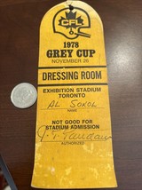 CFL  Football 1978 GREY CUP Dressing Room Pass Jack Gaudaur Commissioner... - $555.02 MXN