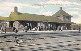 Michigan Central Railroad Depot West Bay City MI 1910 postcard - £6.29 GBP