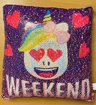 Pillow Magic Reversible Sequin Flip Change Color Print Cushion Weekday -... - $7.69 CAD