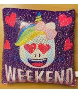 Pillow Magic Reversible Sequin Flip Change Color Print Cushion Weekday -... - $7.69 CAD