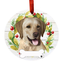 Yellow Lab Dog Wreath Ornament Personalizable Christmas Holiday Personalizable - £11.28 GBP