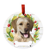 Yellow Lab Dog Wreath Ornament Personalizable Christmas Holiday Personal... - £11.43 GBP