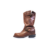 CHIPPEWA Boots Mens 6 Vintage USA Steel Toe Brown Leather Moto Boots 91066 - £343.75 GBP