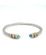 David Yurman Helena Silver Cable Bracelet w/ 18k Gold, Diamonds, and Blu... - €1.712,05 EUR