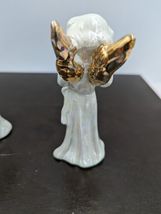 Angels Cherubs Musicians Lusterware Ceramic Figurines Set of 3 Gilded Wings image 6