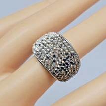 JCM Pave Encrusted Clear Gray Ombre Crystal Stainless Steel Cocktail Ring Size 8 - £17.70 GBP