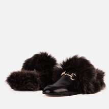The Izmir Black Patent Leather Natural Fur Women Slipper image 3