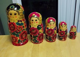 Handmade Russia Matpewka Russian Nesting Dolls BIG 11&quot; to  4&quot;  5 Pcs circa 1989 - £26.77 GBP