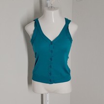 Paris Blues Button Up V-Neck Shirt ~ Sz M ~ Blue ~ Sleeveless ~ Stretch - £13.41 GBP