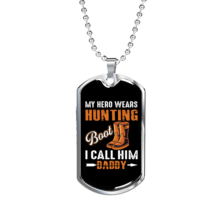 Hunting Boot Hero Necklace Stainless Steel or 18k Gold Dog Tag 24&quot; Chain - £37.93 GBP+