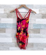 Nike Strappy Open Back One Piece Swimsuit Red Tropical Floral Butterfly ... - £31.18 GBP