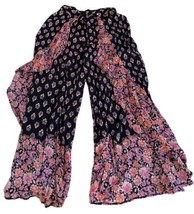 Angie Womens Lightweight Wide Leg Pants Large Floral Print Boho Pull On ... - $25.91