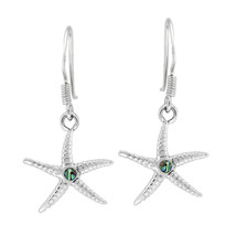 Amazing Dancing Ocean Starfish Abalone Shell Sterling Silver Dangle Earrings - £8.30 GBP