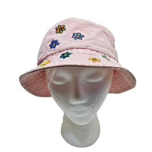 Urban Outfitters Womens Pink Bucket Sun Hat Embroidered Flower Power - £12.56 GBP