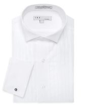 IKE Behar Cotton Wingtip Collar 1/2&quot; Pleat Tuxedo Shirt with French Cuff... - $93.10