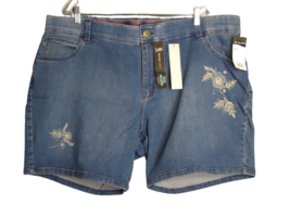 Lee Total Freedom Embroidered Flex Waist Medium Wash Shorts Womens Size 24M - £16.33 GBP