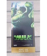 Hulk Promo Movie Ticket June 20 2003 Cineplex Odeon Canada Marvel Ang Le... - $7.21