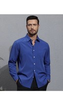 Men&#39;s Linen Shirts Casual Button Down Long Sleeve Shirt Solid Spread  Sh... - $17.82