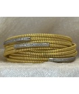Macy&#39;s Gold Tone &amp; Crystals Twisted 10 Layer Bangle Bracelet Magnetic Cl... - $281.01 MXN