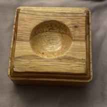Wooden Crystal stone Sphere Holder Brown Wood 3” Square - $7.60