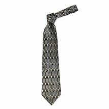 VTG Franco Botia 100% Silk 70s Neck Tie Silver/Black ARt Deco Print 4&quot; W... - $60.59
