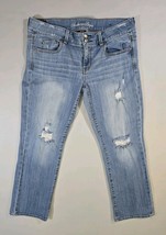 American Eagle Artist Crop Jeans Stretch Distressed Womens Light Blue Si... - €16,54 EUR