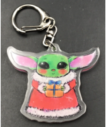 Disney Santa Grogu w/ Present Gift Star Wars Mandalorian Plastic Keychain - $12.19