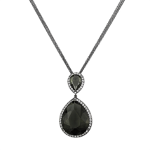 LO3847 - TIN Cobalt Black Brass Chain Pendant with Synthetic Synthetic Glass in  - $1,369.85 MXN