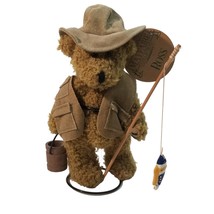 Fishing Plush Bear Stuffed Animal Mayfaire Collection Ross Vest Hat Pole Rod Tag - £7.81 GBP