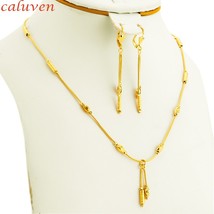 African Earring/Necklace Round Beads Gold Color Ethiopian Dubai Jewelry Sets For - £18.86 GBP