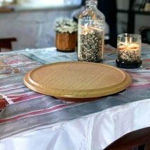 Vtg California Pottery Lazy Susan ONLY Wood Base Turntable Pedestal MID ... - $29.69