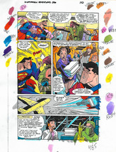 Original 1999 Superman Adventures 36 color guide colorist art page 10, D... - $55.30