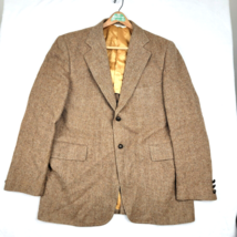 Phillips Mens Shop Herringbone Tweed Sport Coat Brown Tan Size 44R - £27.33 GBP