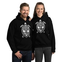 Easily Distracted By Turtles Unisex Hoodie, Funny Turtle Design Shirt Black - £28.66 GBP+