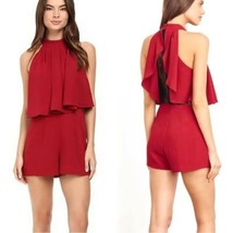 LOVERS + FRIENDS nicki romper in red cranberry black lace back size small - £37.98 GBP