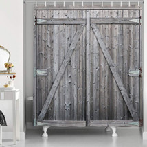 Grey Wood Planks Farmhouse Fabric Shower Curtain, W/Hooks, Modern Rustic, 70&quot;x70 - £15.49 GBP
