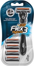 Bic Flex 3 Hybrid Men&#39;s Triple-Blade Razors, Pack with 1 Handle + 4 Refills - wi - £17.57 GBP