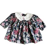 Vtg Polly Flinders Baby Girl 24 Months Blue Pink Floral Lace Collar Long... - £18.49 GBP