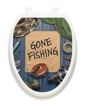 Toilet Tattoos Fishing Time Vinyl Removable Reusable Lid Decoration - $410.07 MXN