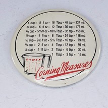 Pyrex Corning Measures Magnet Measuring Chart Kitchen Fridge Vintage 1989 - $6.80
