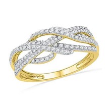 10kt Yellow Gold Womens Round Diamond Woven Crossover Band Ring 1/2 Cttw - £308.56 GBP